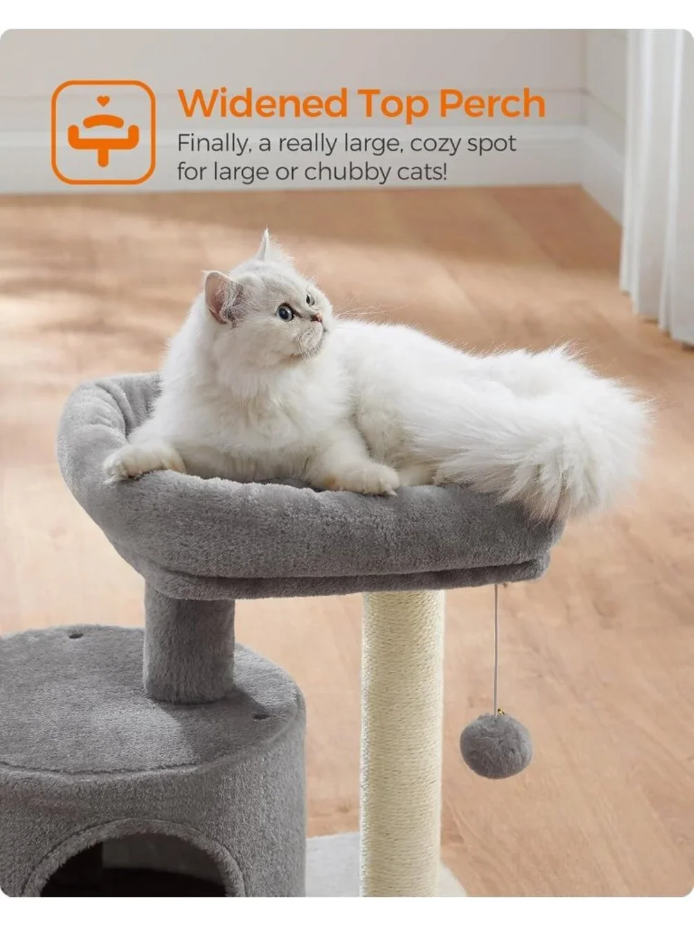 New Cat Tree Tower, Light Gray Condo with Sisal Scratching Post for Kittens
